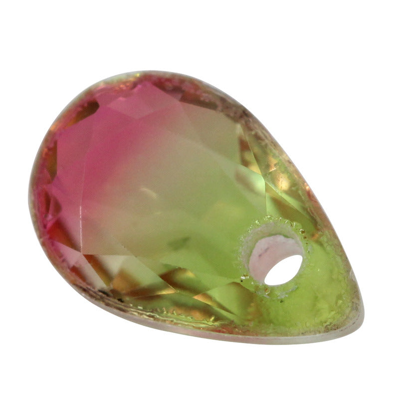 梨形合成西瓜碧玺玻璃单孔 水滴形人造渐变色宝石钻BX04