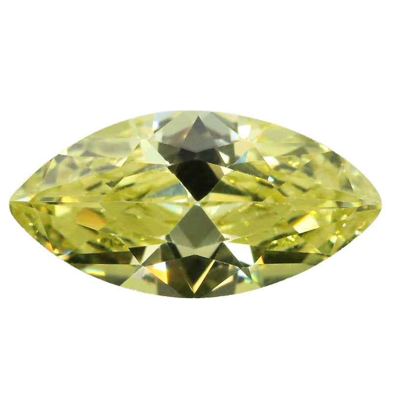 马眼形橄榄黄色锆石戒面裸石 树叶形人造CZ宝石饰品主石