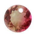 圆形合成西瓜碧玺玻璃单孔裸石 人造桃红色渐变宝石BX09