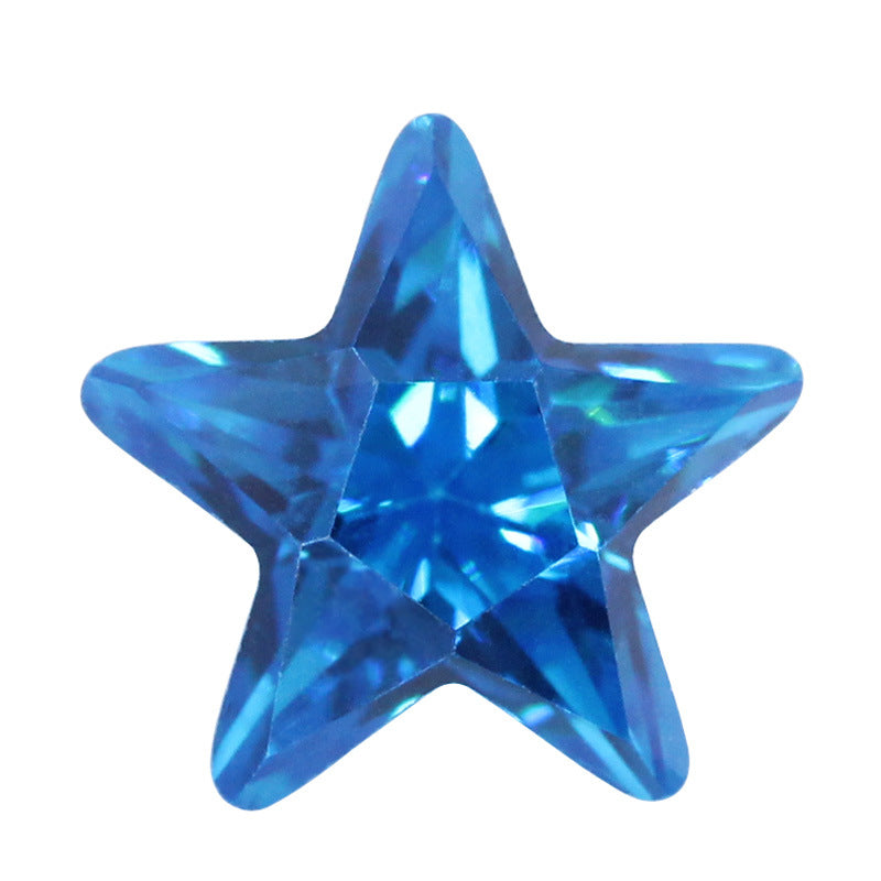 五角星形海蓝锆石戒面裸石 人造CZ宝石皓石海蓝色锆石