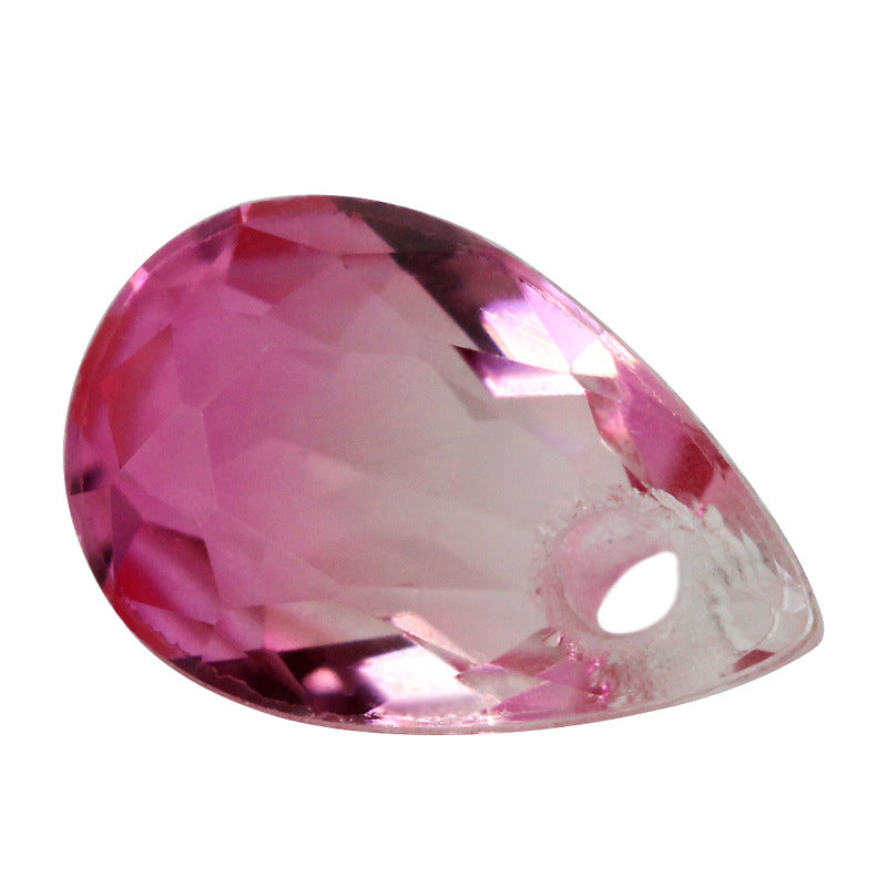 梨形合成西瓜碧玺玻璃单孔裸石 水滴形人造渐变宝石BX08