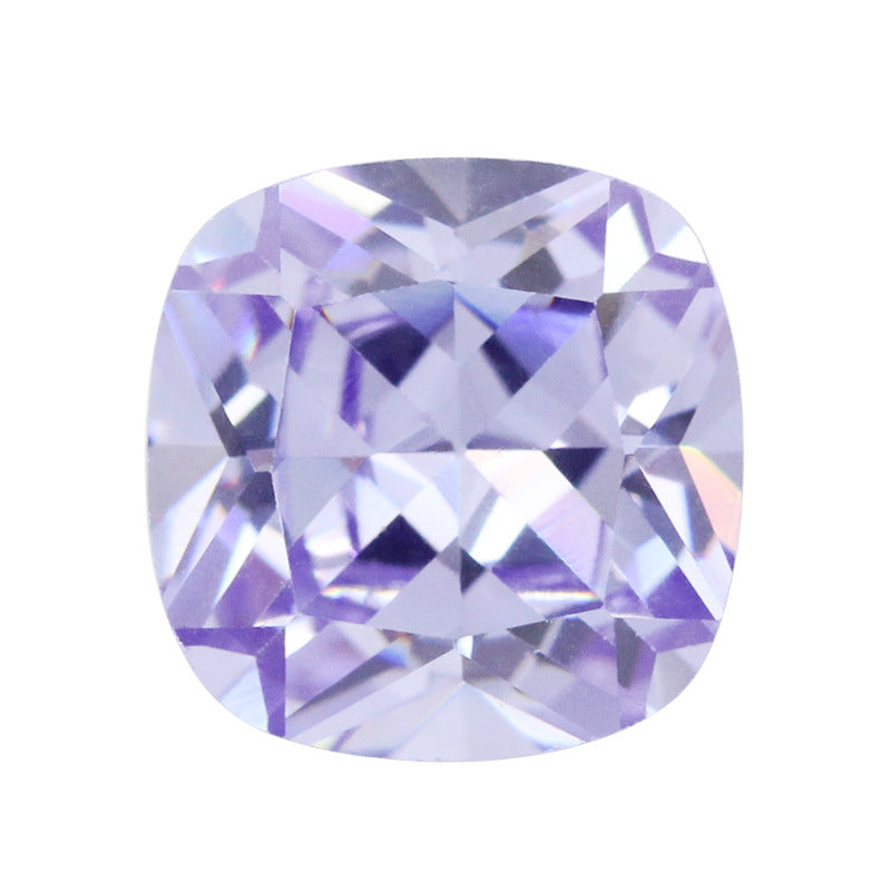 变蓝色肥正方形锆石裸石 枕形变兰人造CZ皓石戒面镶饰品