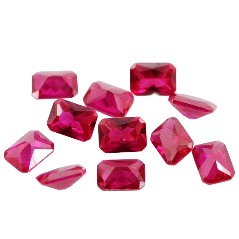 长方倒角车花5#红刚玉戒面 人造合成Ruby红宝石钻裸石钻