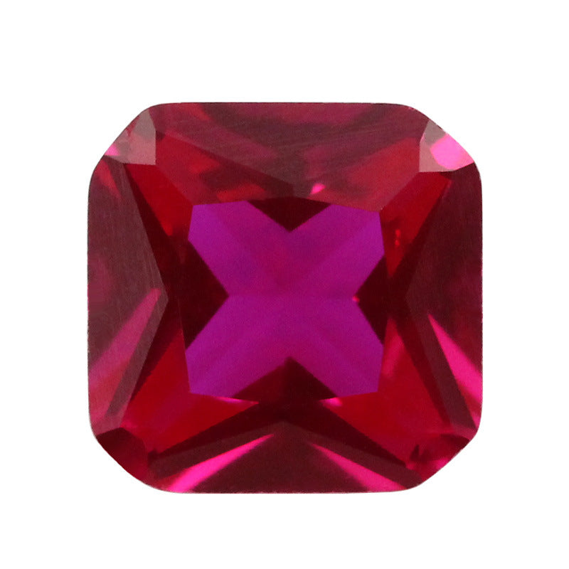 正方形倒角5#红刚玉戒面裸石 人造合成Ruby红宝石5号色