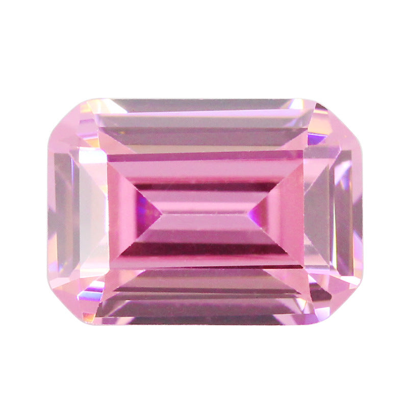 长方形倒角车平粉红色锆石裸石 祖母绿切割合成戒面首饰