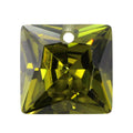 正方直角橄榄绿色锆石单孔裸石 打洞公主方人造彩色宝石