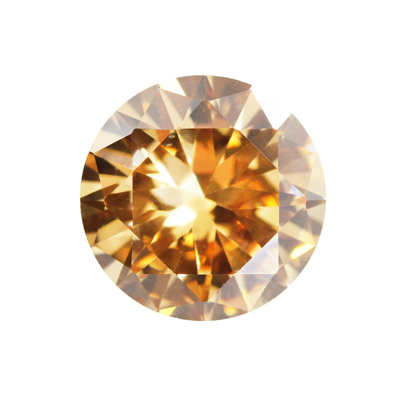 5A圆形香槟色锆石裸石戒面 合成立方氧化锆CZ皓石主石