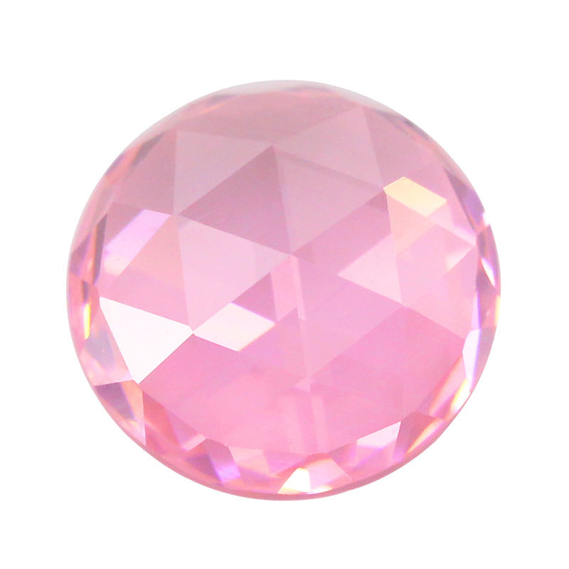 圆形平底三角面粉红锆裸石 玫瑰切面人造cz宝石潘家主石