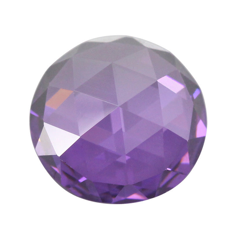 圆形平底三角面紫红锆裸石 玫瑰切面人造cz宝石潘家主石