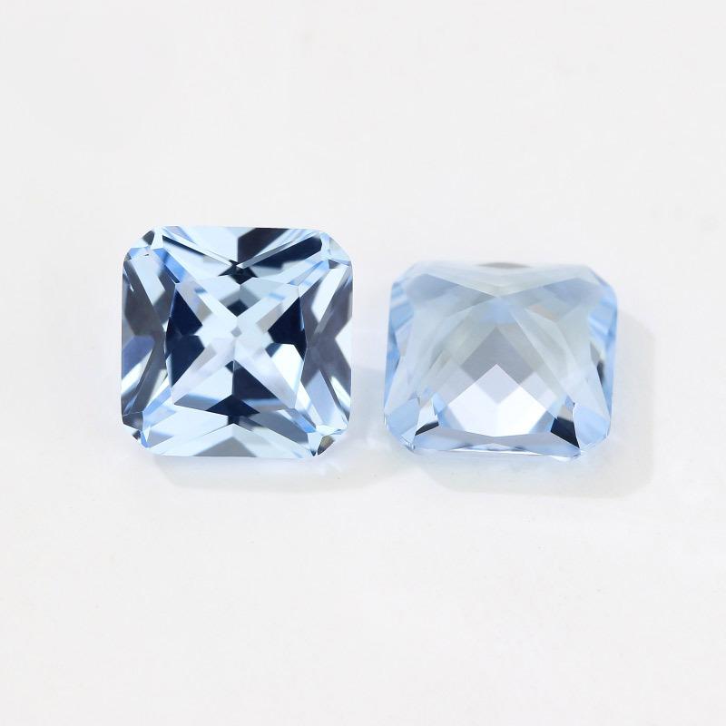 正方倒角尖晶石104#裸石 尖底人造宝石浅蓝色戒面批发