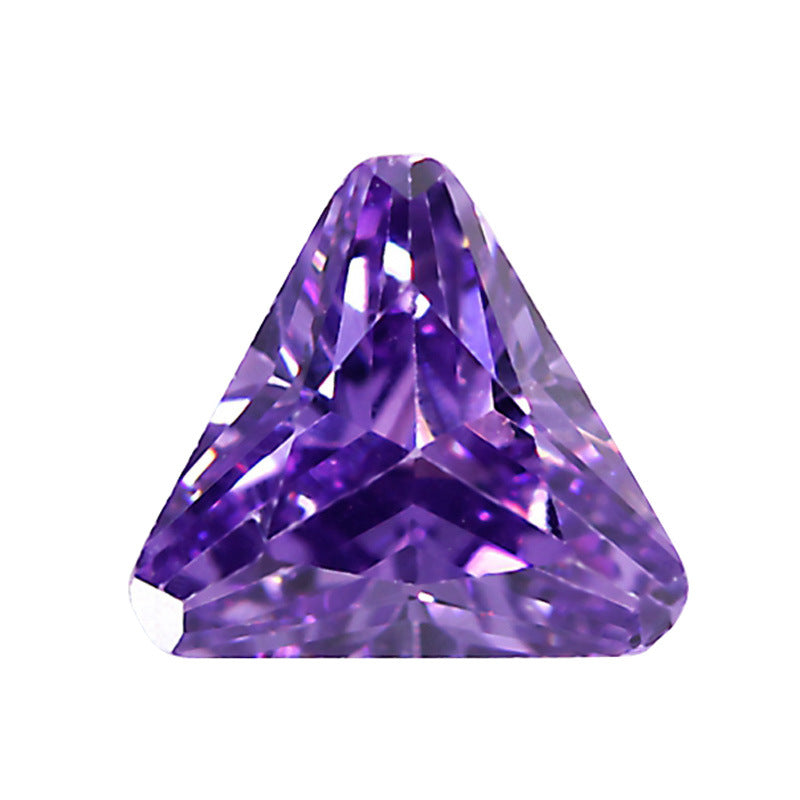三角形倒角紫红锆石裸石 倒三角紫色人造CZ宝石戒面裸钻