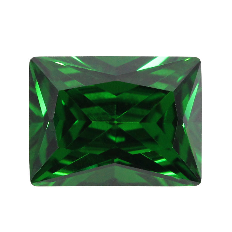 长方形直角绿锆裸石戒面 祖母绿色车花锆石 AAA皓石裸石