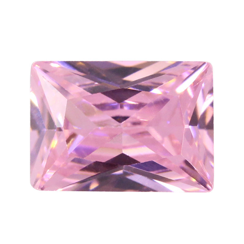 长方形直角粉红色锆石裸石批发 饰品戒面配件DIY首饰AAA