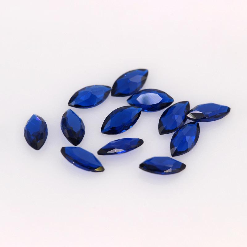 马眼形114#蓝尖晶石裸石 114号蓝宝石树叶形尖底戒面