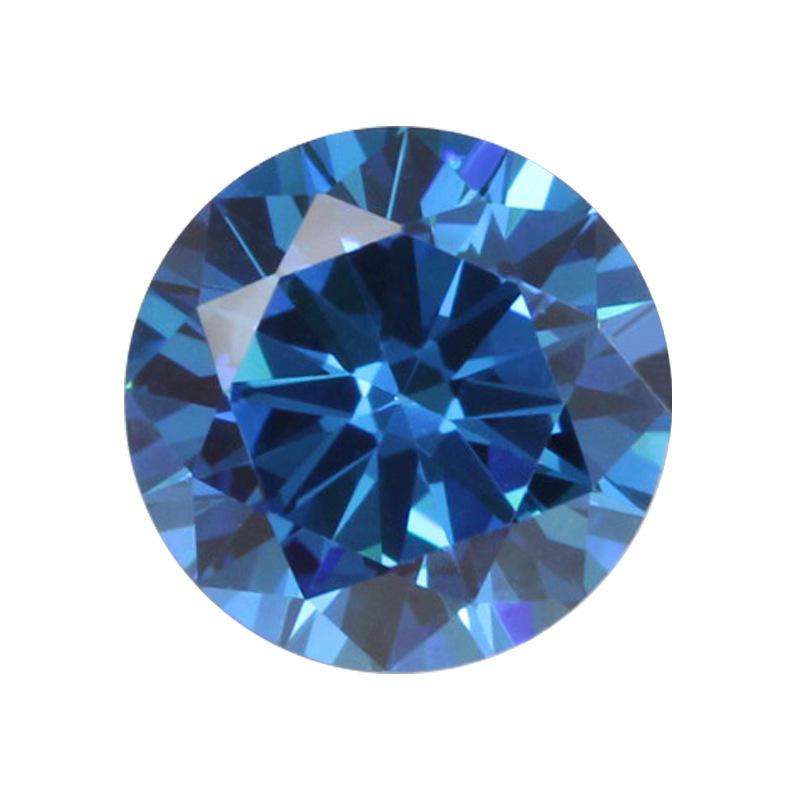 圆形浅兰锆戒面裸石尖底钻 浅宝蓝锆人造CZ蓝宝石皓石
