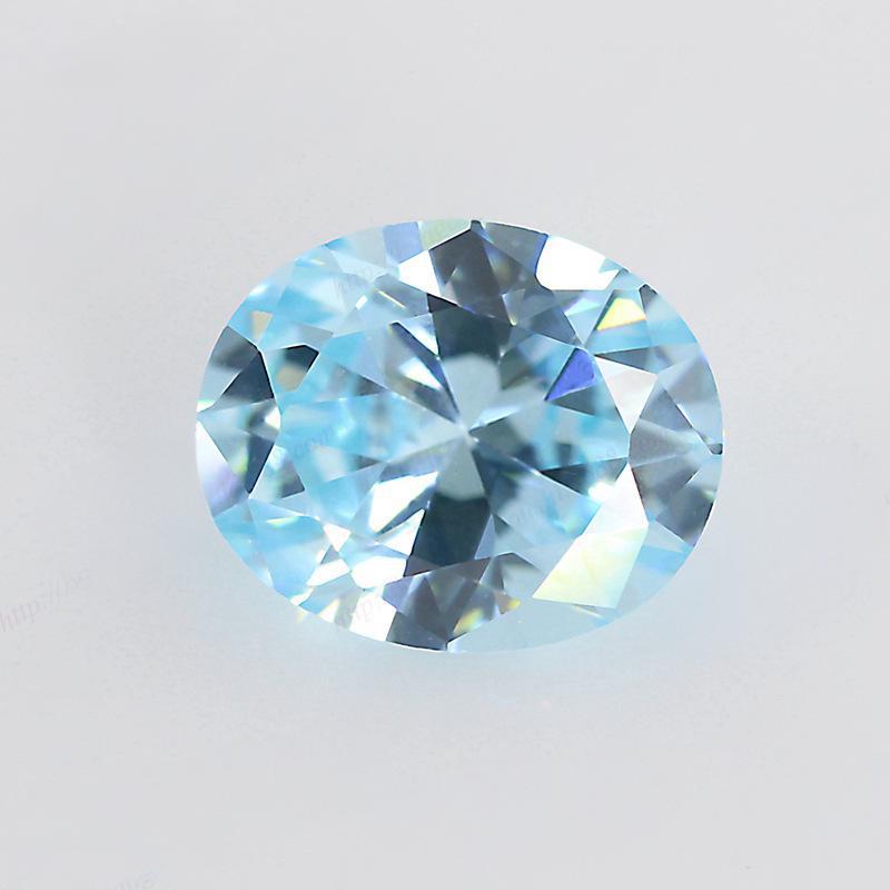 蛋形浅海蓝锆石CZ裸石批发 椭圆形人造钻蓝宝石仿托帕石