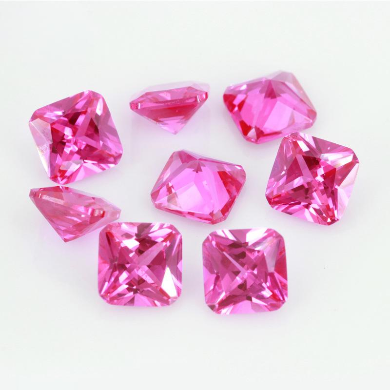 正方倒角3#红刚玉裸石戒面 小八角形合成红宝石梧州批发