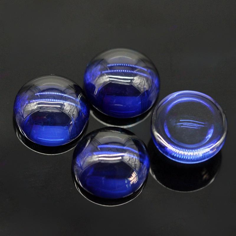 圆形平底素面34#蓝刚玉裸石批发 人造钻蓝宝石弧面34号