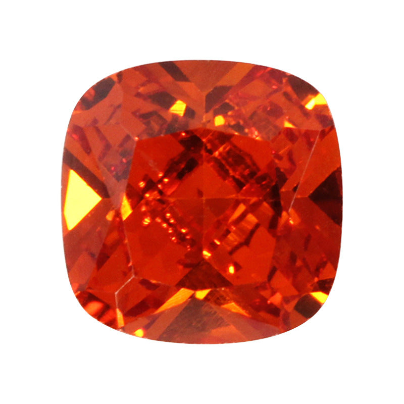 桔红色肥正方形锆石戒面 橘红肥方人造CZ宝石皓石裸石钻