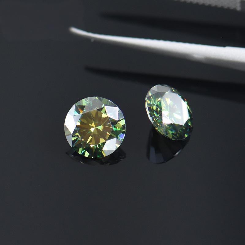 莫桑工厂墨绿色莫桑石圆形八心八箭切工莫桑裸石VVS净度宝石批发