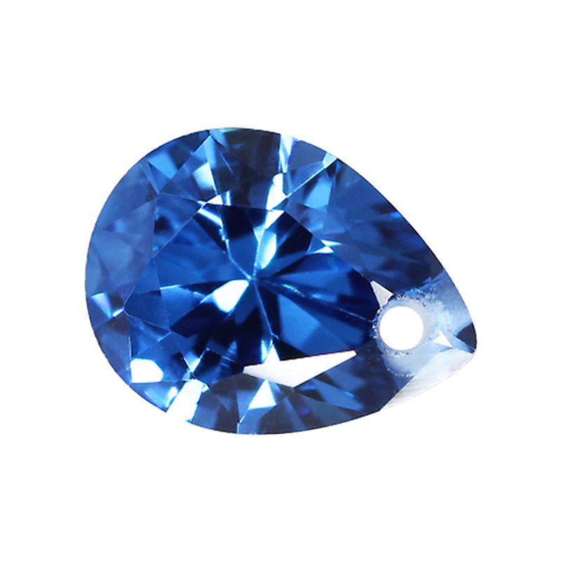 梨形119#蓝尖晶石单孔戒面裸石 水滴形人造蓝宝石镶耳环