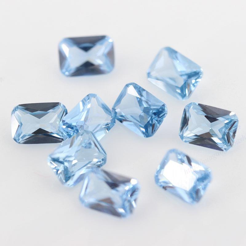 长方形倒角106#蓝尖晶裸石 车花戒面合成宝石水晶钻批发