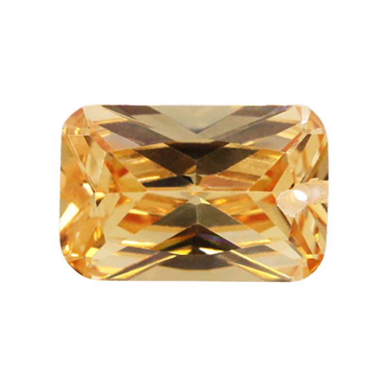 短边单孔长方倒角车花香槟色锆石中间孔 打洞小八角彩色