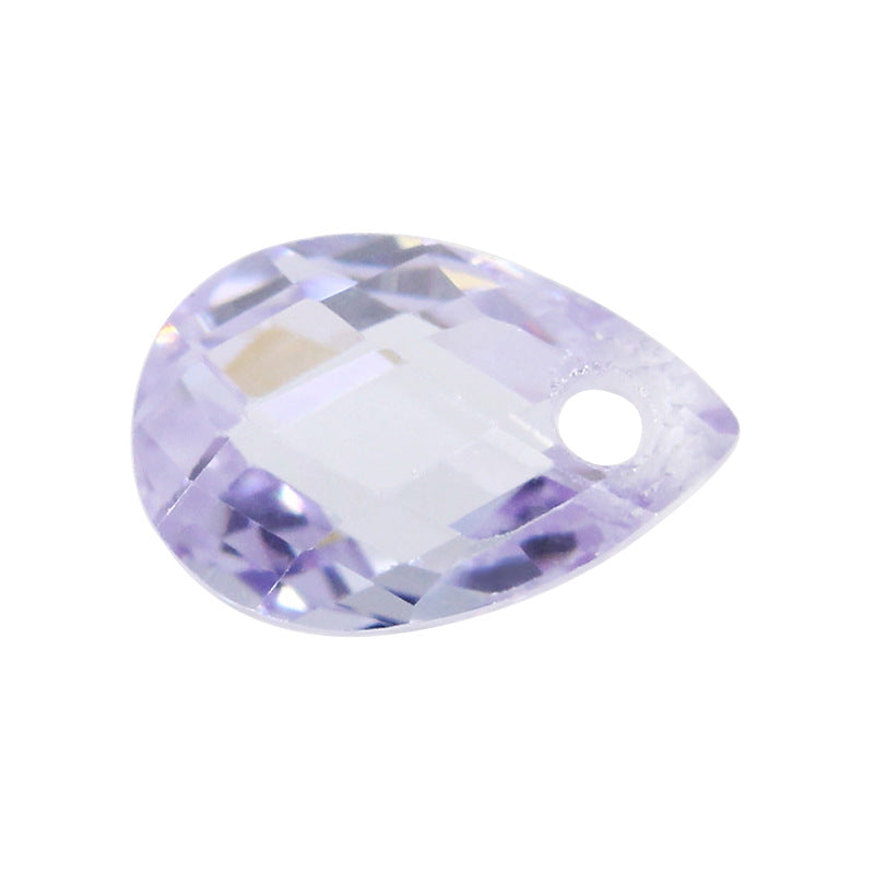单孔梨形双龟面变蓝色锆石裸石 水滴形变兰色散珠戒面