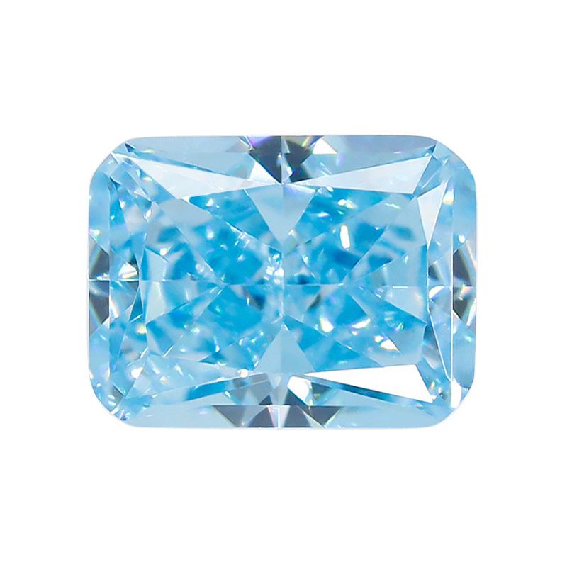 9A长方倒角冰花切浅海蓝色高碳钻 小八角形锆石裸石戒面