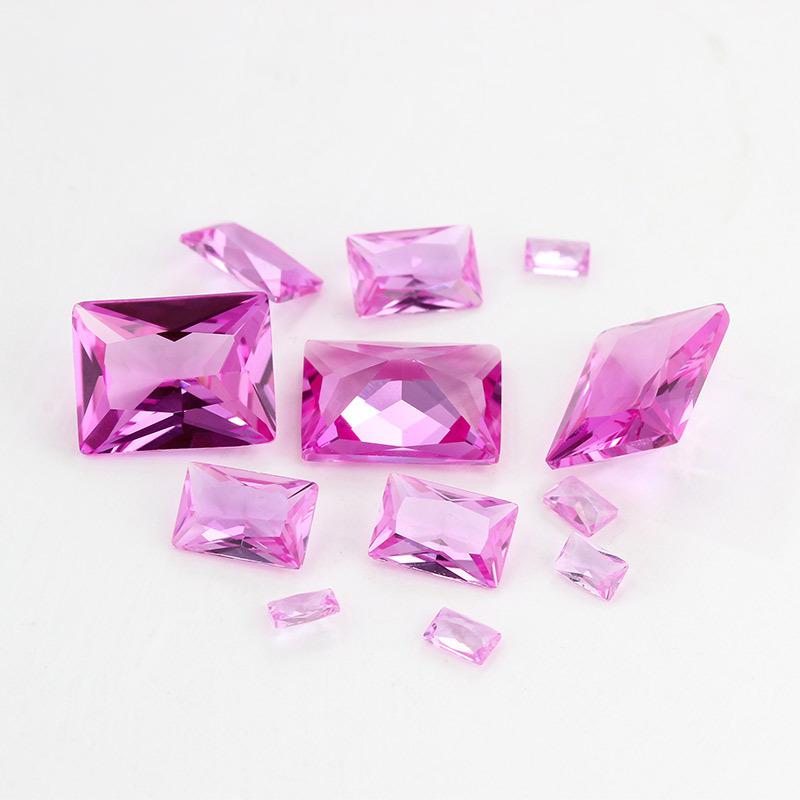 长方形直角车花2#粉刚玉裸石 人造红刚玉红宝石吊坠珠宝