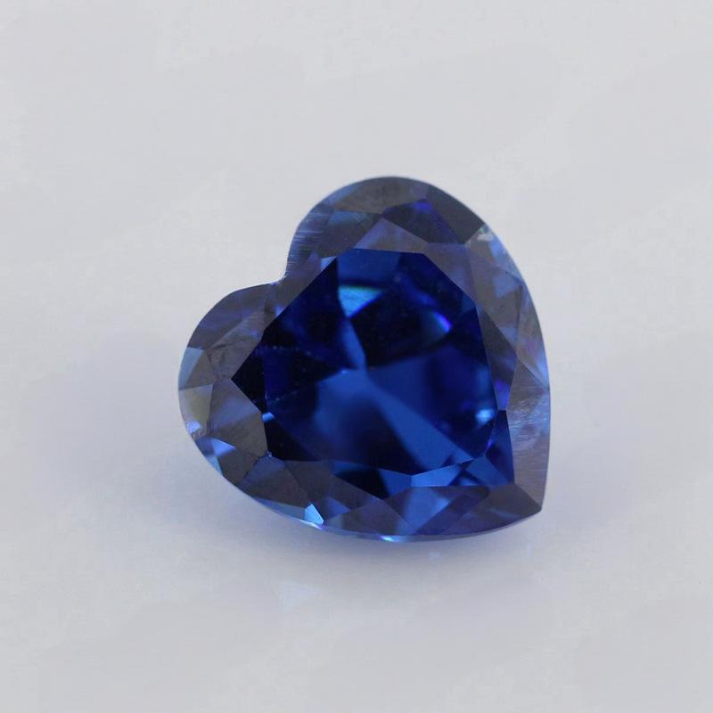 心形兰锆裸石戒面批发 桃心形CZ宝蓝锆石人造皓石宝石