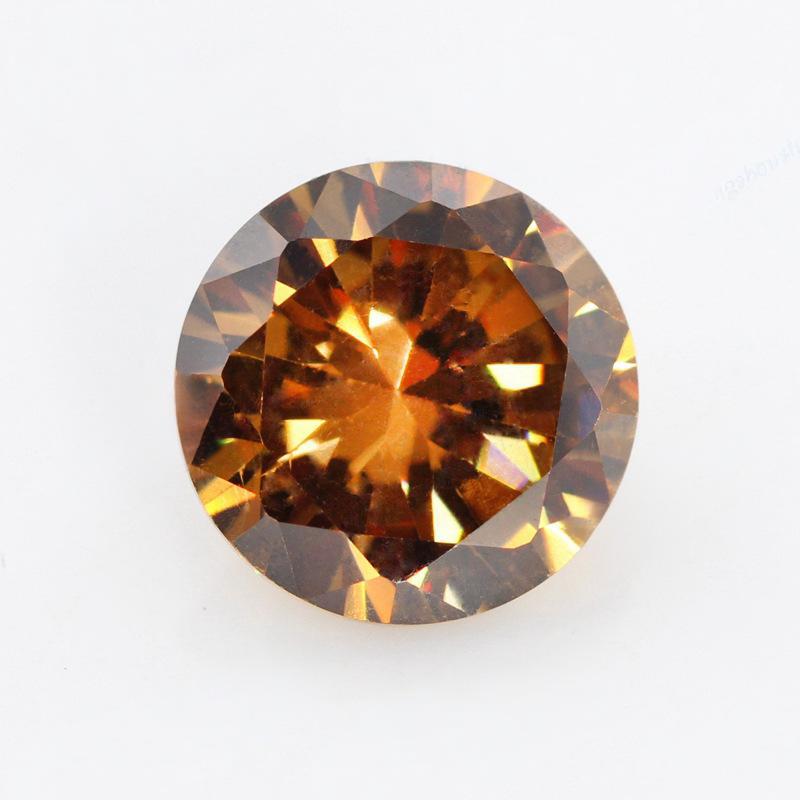 圆形咖啡色锆石裸石批发 皓石裸石梧州CZ咖啡锆AAA宝石