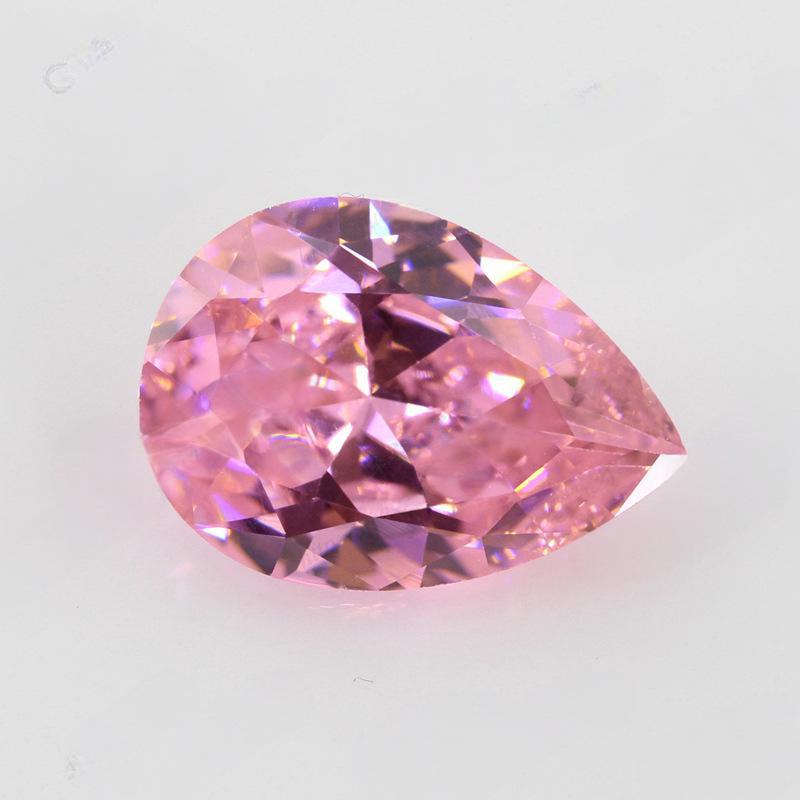 5A粉红色锆石梨形裸石 梧州人工水滴形AAA皓石尖底CZ钻