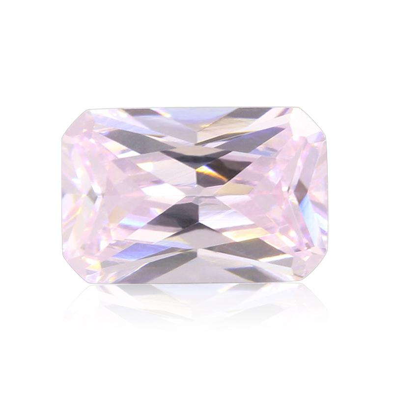 浅粉红色长方形倒角锆石批发 小八角彩色宝石人造裸石CZ