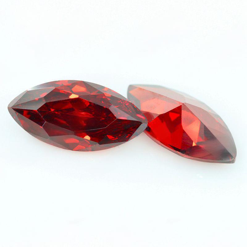 马眼形石榴红色锆石裸石 大红色人造钻皓石首饰戒面批发