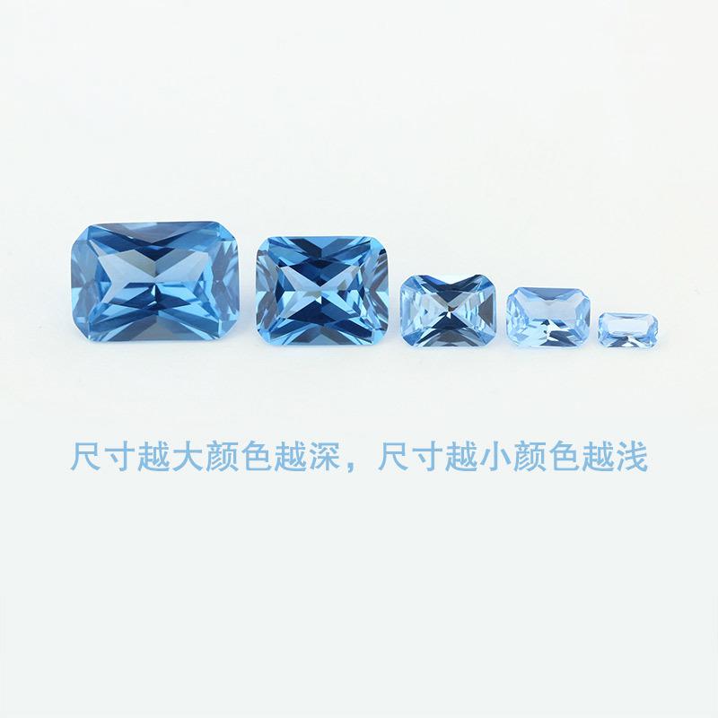 长方形倒角车花108#蓝尖晶裸石 小八角人造浅蓝色宝石