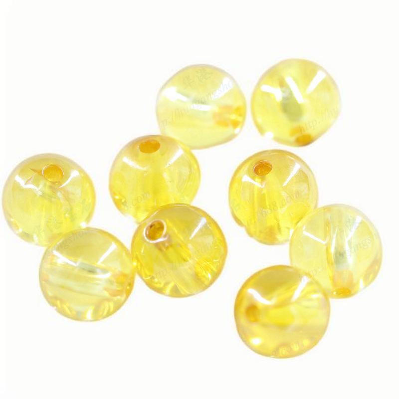 全孔圆珠金黄色锆石裸石 圆形串珠子打孔散珠串饰手链石