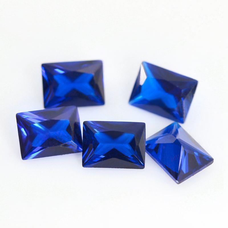 长方形直角113#蓝尖晶裸石 113号车花见底合成钻兰宝石