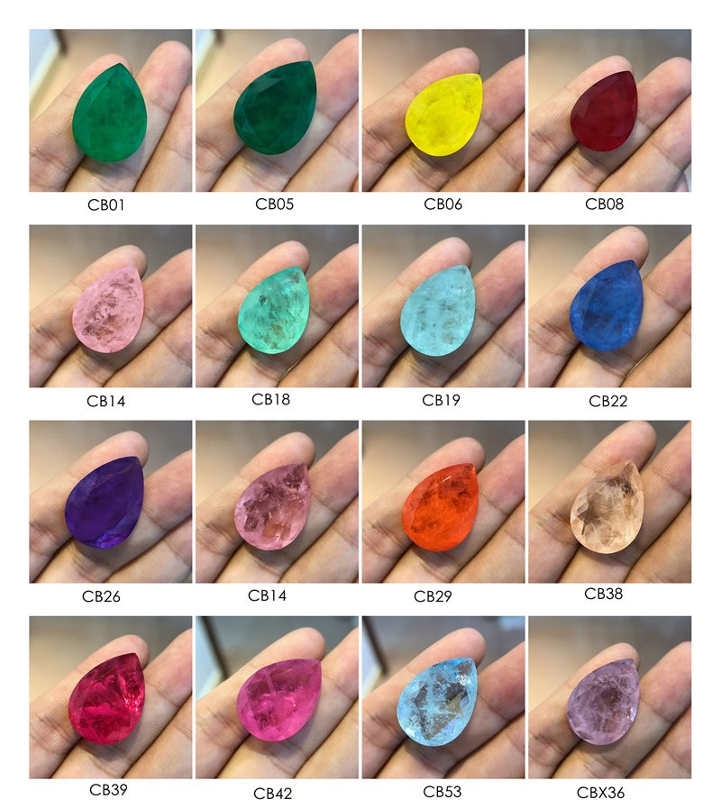 大尺寸宝石裸石水滴18x25 拼接融合石天然水晶仿彩宝