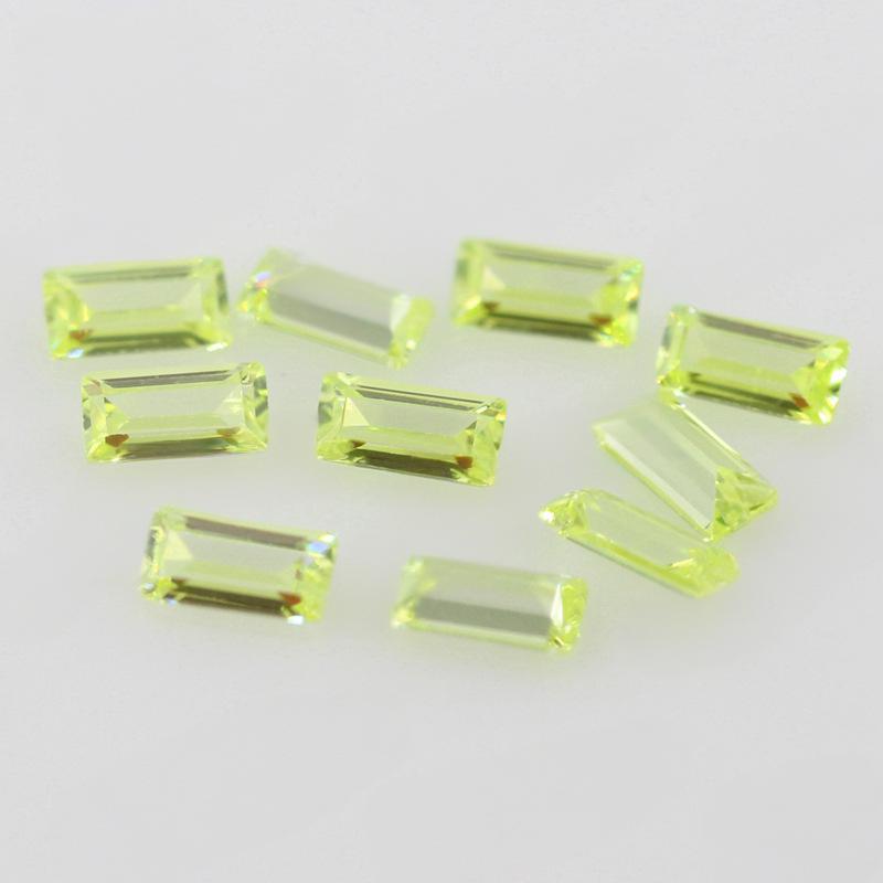 苹果绿色锆石长方直角车平裸石 浅绿色人造CZ钻手表裸钻
