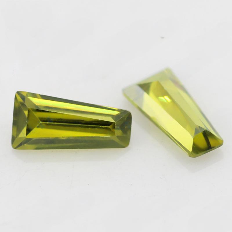 橄榄绿梯方人造锆石裸石 梯形橄榄色CZ宝石手表配石镶嵌