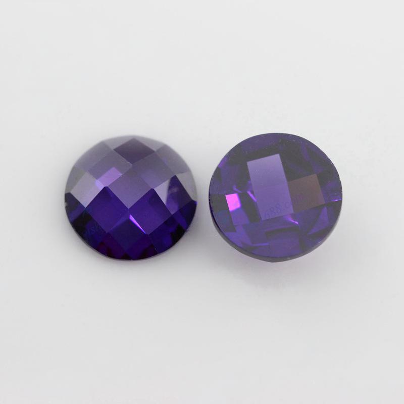 圆形平底龟面紫蓝锆裸石批发 紫罗兰色皓石彩色宝石首饰