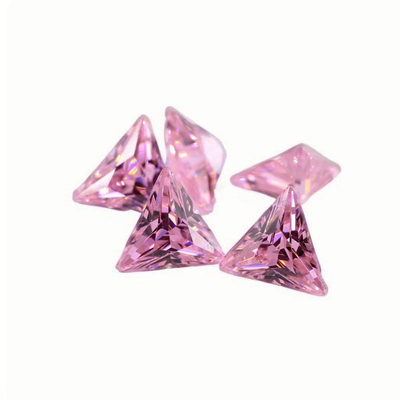 三角形直角粉色锆石裸石 直三角人造CZ尖底宝石戒面首饰