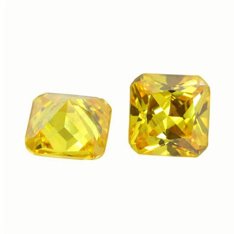 正方形倒角金黄色锆石CZ裸石 AAA彩色皓石饰品戒面批发