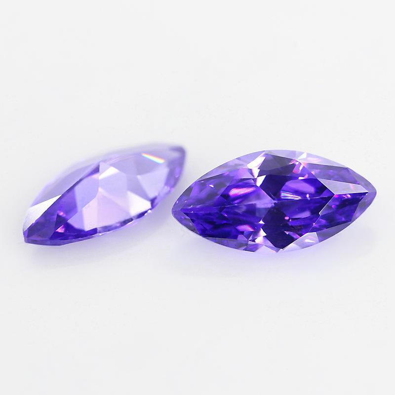马眼形紫兰色锆石裸石 紫蓝色CZ皓石首饰戒面批发 紫色