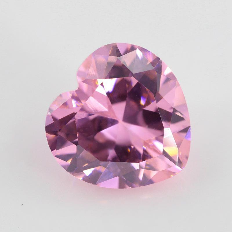 5A桃心形粉红色锆石裸石戒面 人造尖底合成皓石CZ钻