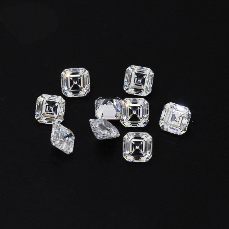 9A阿斯切白色锆石裸石戒面 正方倒角车平宝塔CZ皓石批发