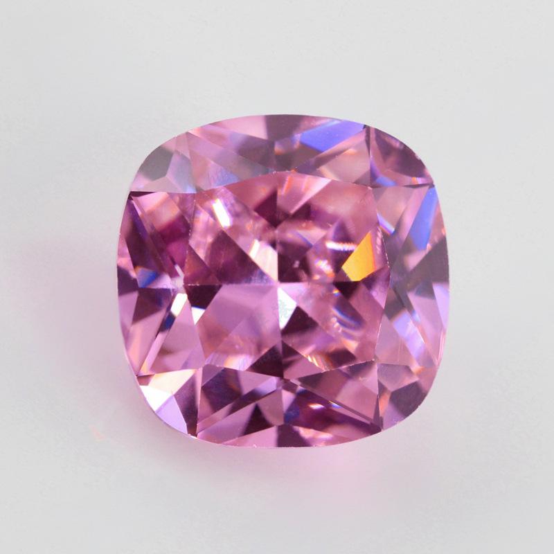 肥正方形粉红色锆石裸石批发 肥方枕形戒面人造CZ皓石