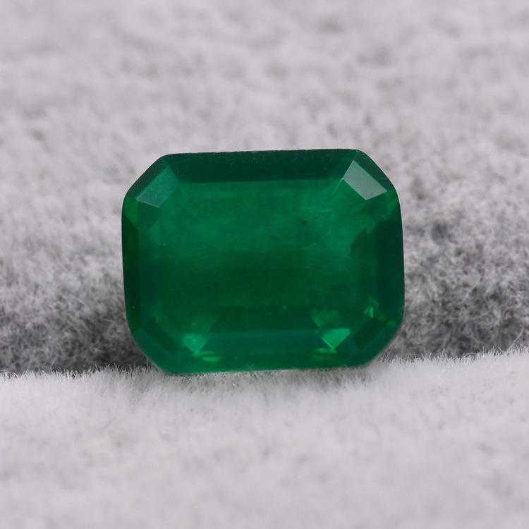 水晶拼碧玺玻璃 长方倒角切割 深祖母绿 仿天然合成彩宝