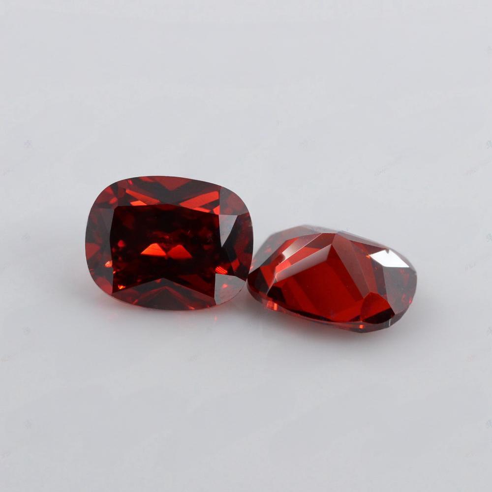 肥长方形石榴红锆石裸石 枕形尖底大红色CZ彩色宝石批发